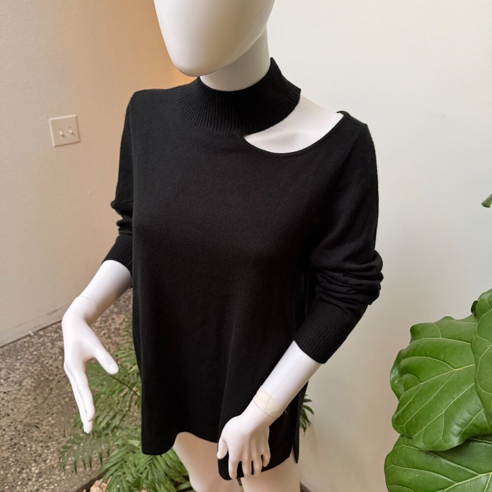 NWOT Black Cutout Mock-Neck Sweater Top